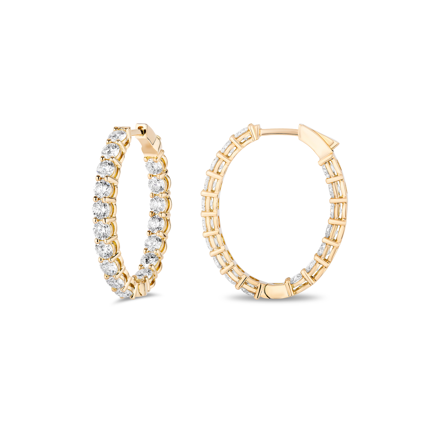 Sabel Collection Inside Out Diamond Oval Hoop Earrings